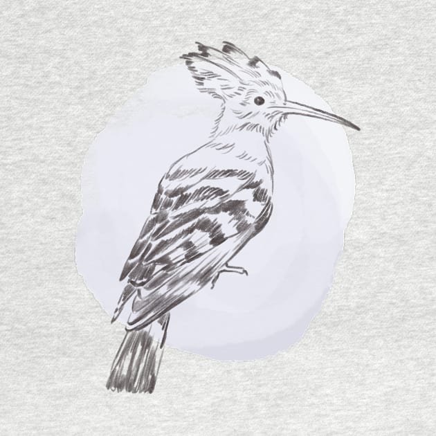 Hand drawn illustration of hoopoe forest bird by Lshvsk